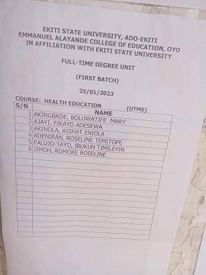 EACOED-EKSU Degree Admission List (1st Batch) 2022/2023