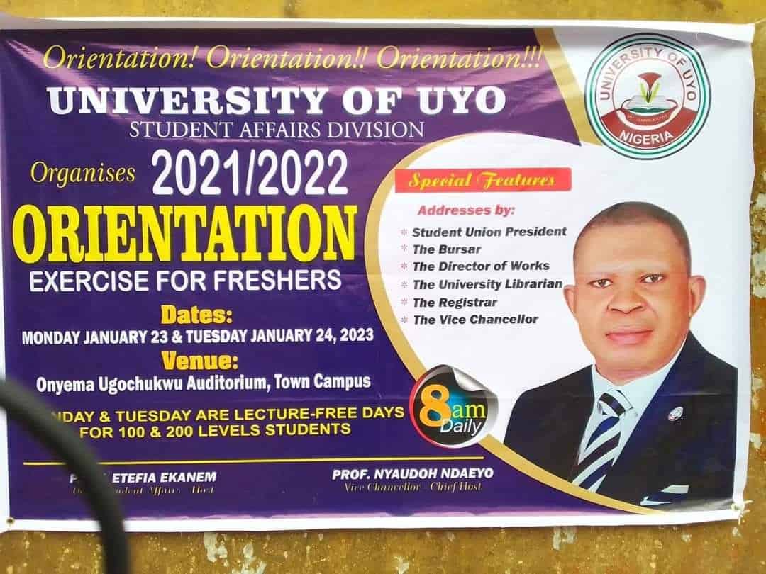 UNIUYO Freshers Orientation Exercise for 2021/2022 Freshers