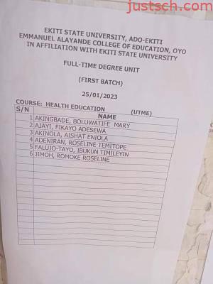 EACOED-EKSU Degree Admission List (1st Batch) 2022/2023